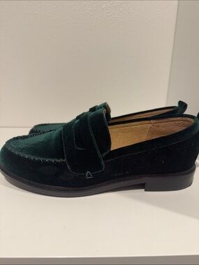 Kelsi Dagger Emerald Velvet Penny Loafers